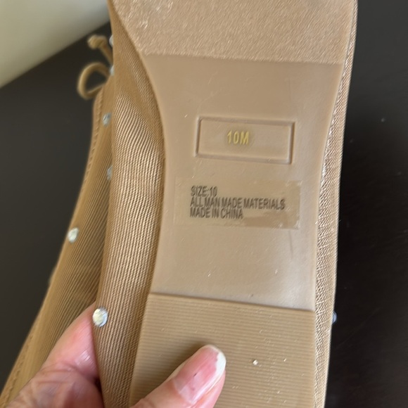 Lulus Miliah Light Nude Mesh Rhinestone Ballet Flats Sz 10 NEW - Picture 10 of 10